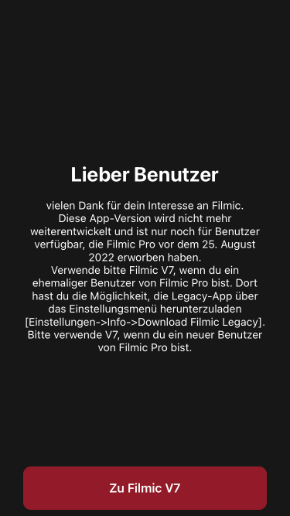 Filmic User Alert